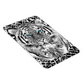 Black and White Blue Eyes Tiger Graphic Magneet (Rechterzijde)
