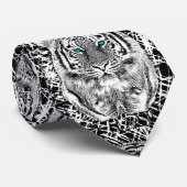 Black and White Blue Eyes Tiger Graphic Stropdas (Opgerold)