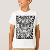 Black and White Blue Eyes Tiger Graphic T-shirt (Voorkant)