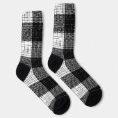 Black and White Bold Checkered Plaid Design  Sokken (Rechts)