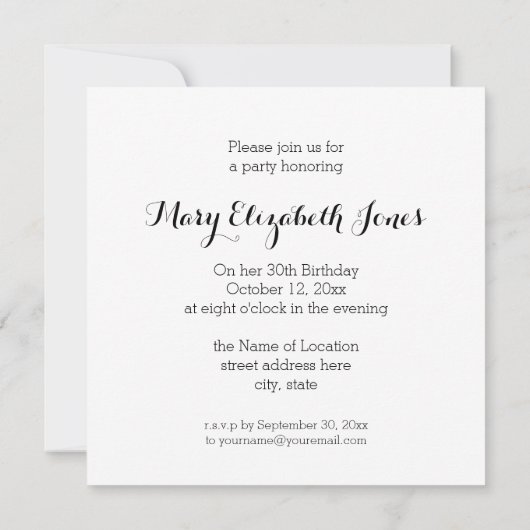 Black and White Bon Appetit Kaart (Achterkant)