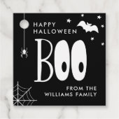 Black and White Boo Happy Halloween Bedankjes Labels (Voorkant)