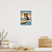 Black and White Border Collie Surfing Poster (Keuken)