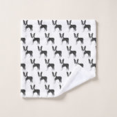 Black and White Boston Terrier Cartoon Dog Pattern Bad Handdoek (Wasdoekje)