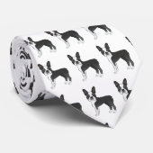 Black and White Boston Terrier Cartoon Dog Pattern Stropdas (Opgerold)