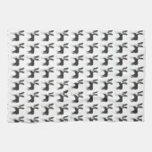 Black and White Boston Terrier Cartoon Dog Pattern Theedoek (Horizontaal)