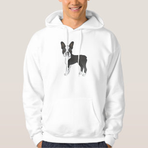 Black and White Boston Terrier Dog Illustratie Hoodie