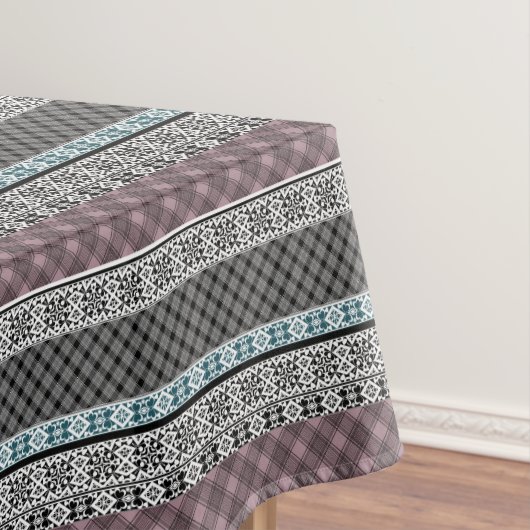 Black and white brown patchwork lace tafelkleed (Voorbeeld)