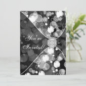 Black and White Bubble Party Invitation Sjabloon Kaart (Staand voorkant)