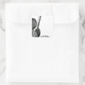 Black and White Cactus Zwart en Wit Vierkante Sticker (Tas)