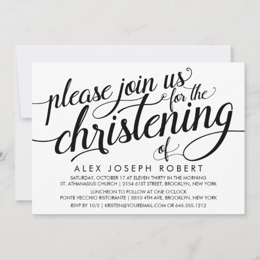 Black and White Calligraphy Uitnodiging voor het d (Voorkant)