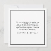 Black and White Calligraphy Weddenschap Hartelijk  Bedankkaart (Achterkant)