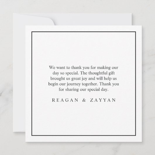 Black and White Calligraphy Weddenschap Hartelijk  Bedankkaart (Achterkant)