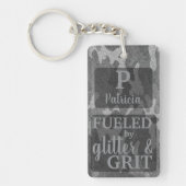 Black and White Camouflage Glitter Camo Name Sleutelhanger (Voorkant)