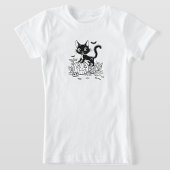 Black and White Cartoon Cat T-shirt