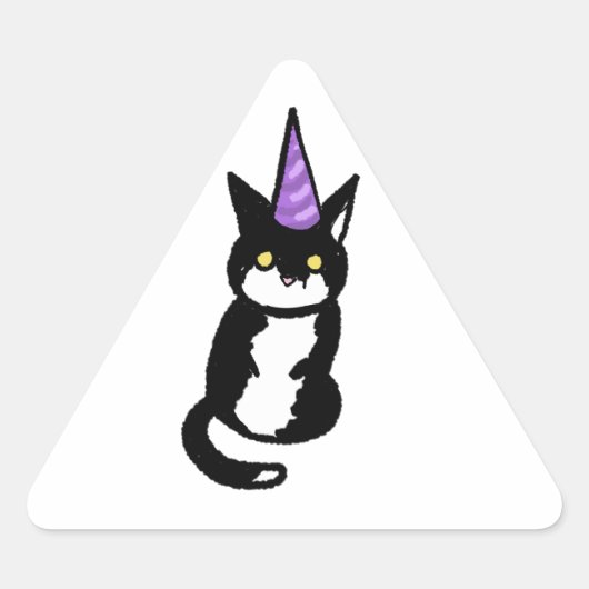 Black and White Cat Celebration Sticker (Voorkant)