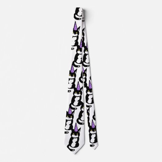 Black and White Cat Celebration Tie Stropdas (Voorkant)