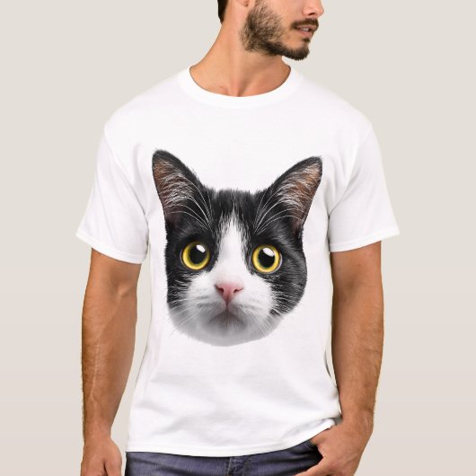 Black and White Cat Face T-shirt (Voorkant)
