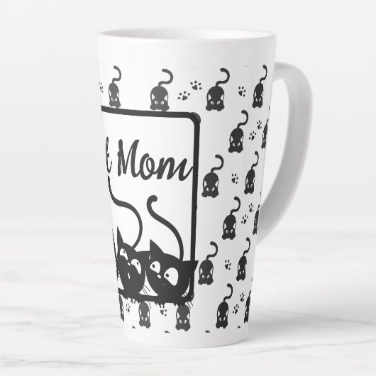 Black and White Cat Mam Latte Mok (Rechterhoek)