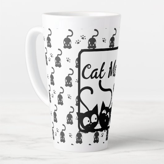 Black and White Cat Mam Latte Mok (Linkerhoek)