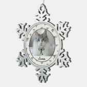 Black and White Cat Photo Snowflake Ornament (Rechts)