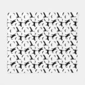 Black And White Cats And Bats Pattern Halloween Fleece Deken (Voorkant (Horizontaal))