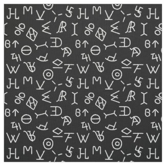 Black and White Cattle Brands Fabric Stof