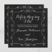 Black and White Chalkboard Style Wedding Shower Kaart (Voorkant / Achterkant)