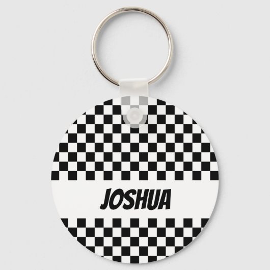 Black and White Checker Flag Keychain (Voorkant)