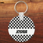 Black and White Checker Flag Keychain (Voorkant)