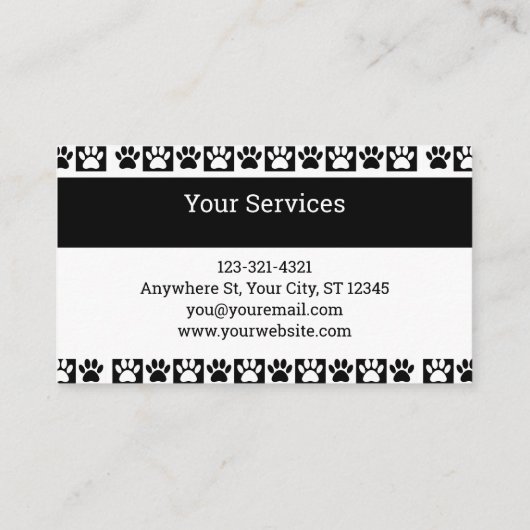 Black and White Checker Pattern Dog Walker Groomer Visitekaartje (Achterkant)