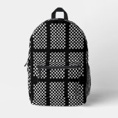 Black and White Checkered Backpack Bedrukte Rugzak (Voorkant)