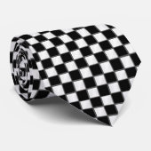 Black and White Checkered Custom Necktie Stropdas (Opgerold)