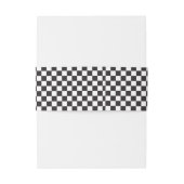 Black and White Checkered Pattern Invitation Uitnodigingen Wikkel (Achterkant Voorbeeld)