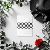 Black and White Checkered Pattern Invitation Uitnodigingen Wikkel