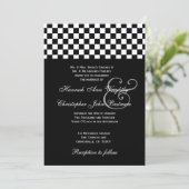 Black and White Checks Wedding Metallic 32 Kaart (Staand voorkant)