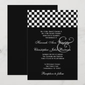 Black and White Checks Wedding Metallic 32 Kaart (Voorkant / Achterkant)