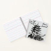 Black and White Cherry Blossoms Pagoda Journal (Intérieur)