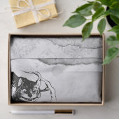 Black and White Cheshire Cat Alice in Wonderland Tissuepapier (Geschenk)