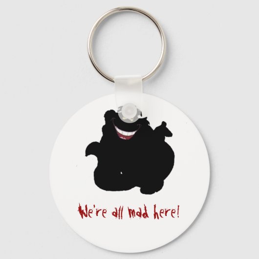 Black and White Cheshire Cat Mad Sleutelhanger (Voorkant)
