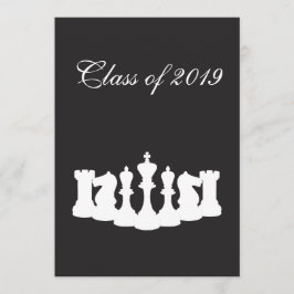 Black and White Chess Graduation Party Uitnodiging