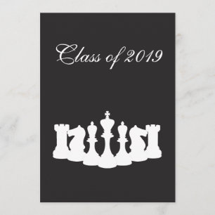 Black and White Chess Graduation Party Uitnodiging