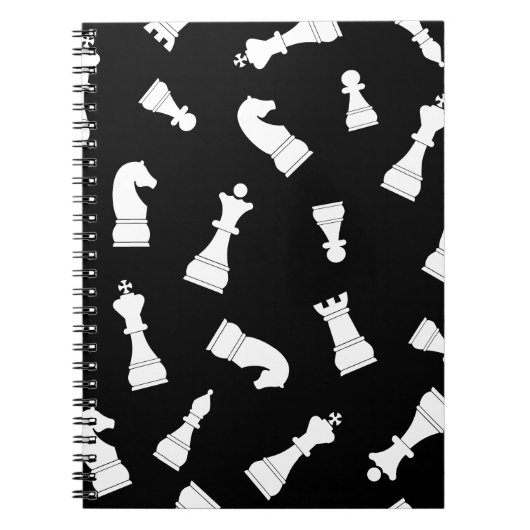 Black and White Chess Piece Pattern Notitieboek (Voorkant)