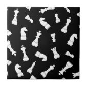 Black and White Chess Piece Pattern Tegeltje (Voorkant)