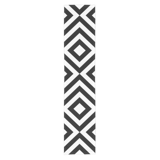 Black and White Chevrons Table Runner Korte Tafelloper (Voorkant)