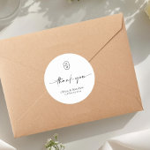 Black and White | Chic & Modern Wedding Monogram  Ronde Sticker