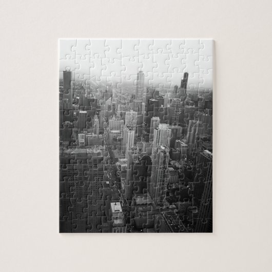 Black and White Chicago Skyline Legpuzzel (Verticaal)