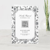 Black and White Chinoiserie Crest QR Code Wedding (Achterkant)