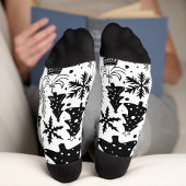 Black and White Christmas Pattern Socks  Sokken