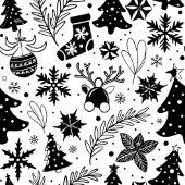 Black and White Christmas Pattern Socks  Sokken
